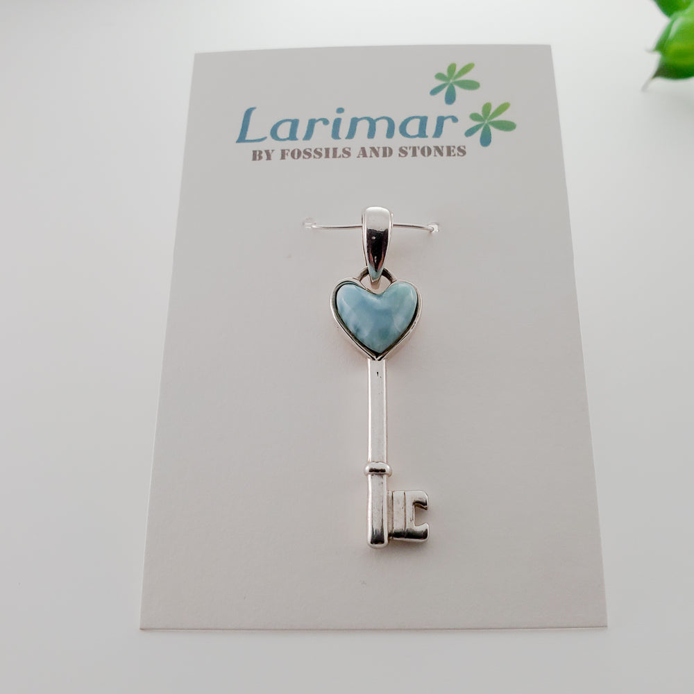 Heart Key Larimar Pendant, Kate
