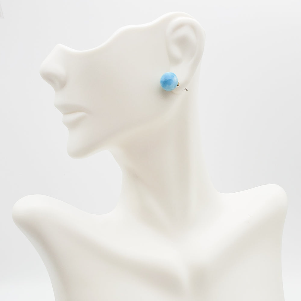 Round Larimar Studs, Evangeline