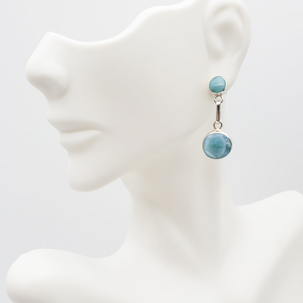 Round Larimar Earrings, Emerald II