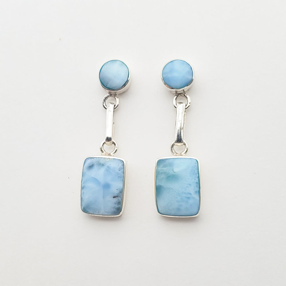 Square and Round Larimar Earrings, Whitney II
