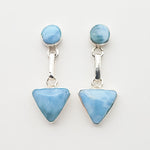 Triangle and Round Larimar Earrings, Allison