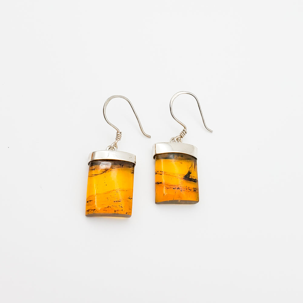 Square Amber Earrings, Justine