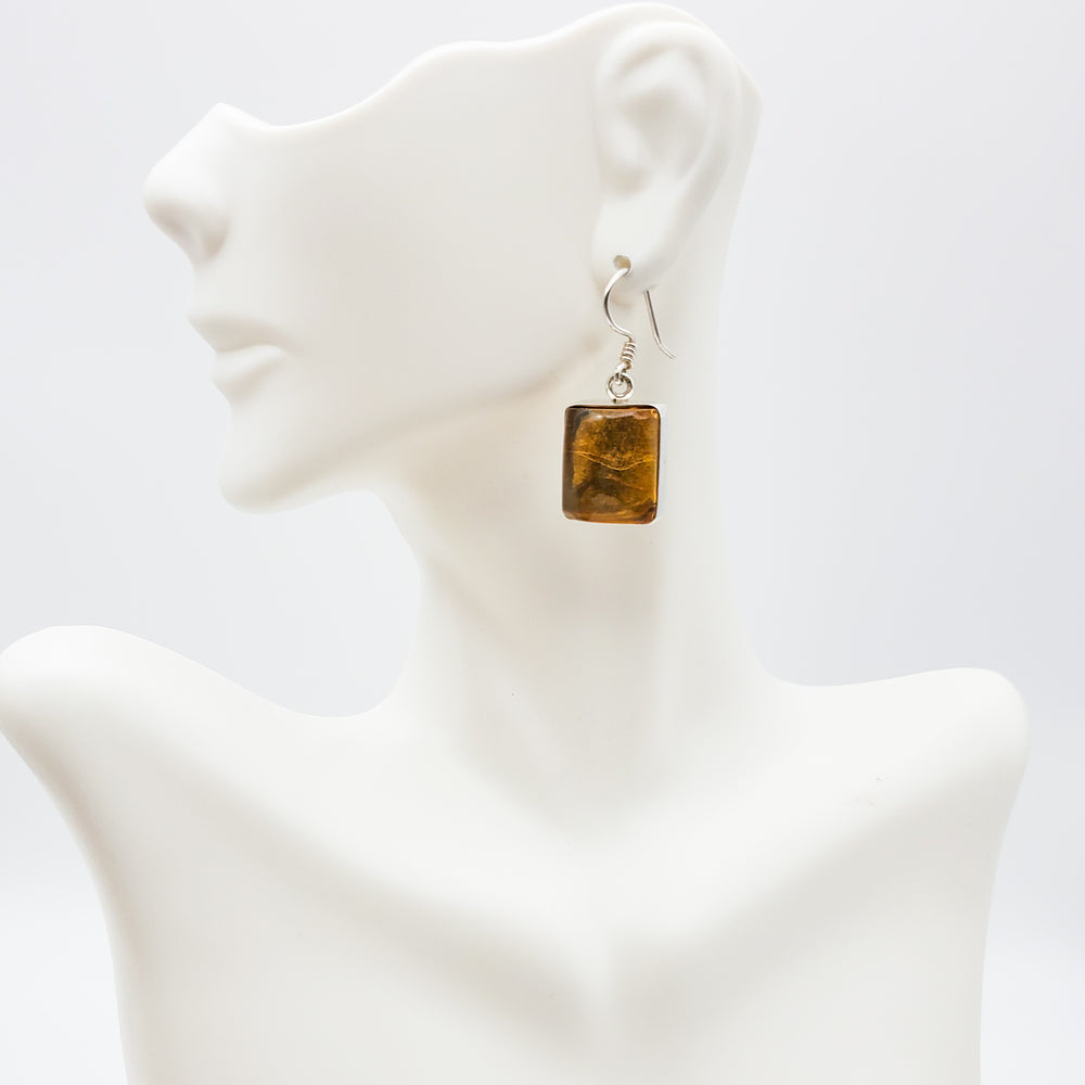 Square Amber Earrings, Isadora
